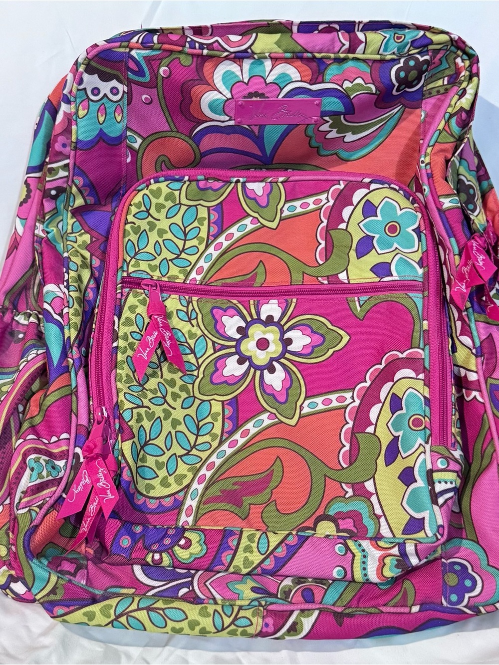 Vera Bradley Pink Swirls Large Backpack Lighten Up Retired Paisley Floral Bag